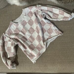 Pink and White Checkered Sweater